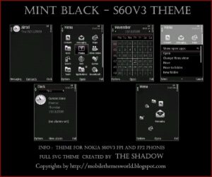 Mint Black Nokia S60v3 Premium Theme By TheShadow