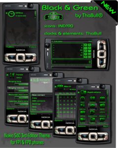 green and black s60v3 fp1 and fp2 phone theme
