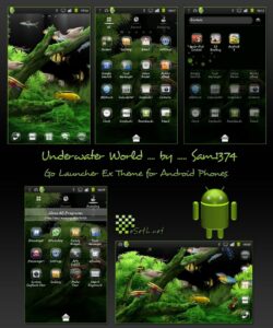 Underwater world mobile theme with glass icons