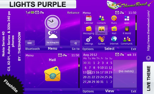 purple lights nokia theme
